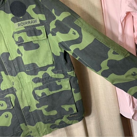 Warriors Camo Military Utility Jacket Green Black Hooded Dara Trooper L Oversize - Picture 12 of 16